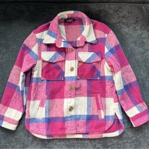 Girls’ Pink Plaid Shacket Size S 6/6x